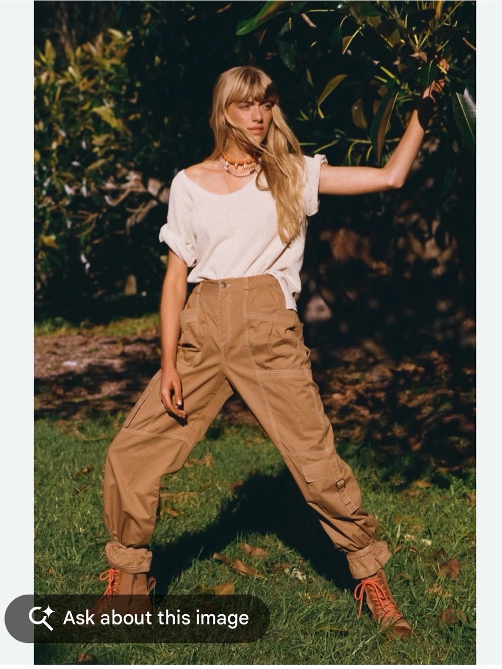 Spell Renegade High-Rise Utility Cargo Wide Leg Pants in Tan